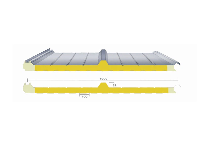 1000mm Glass Wool Roof Panel with PU Edge Sealing